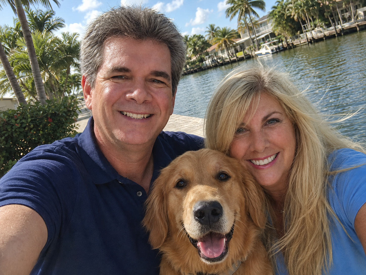 Wiley and the Lulfs family with their dog in South Florida